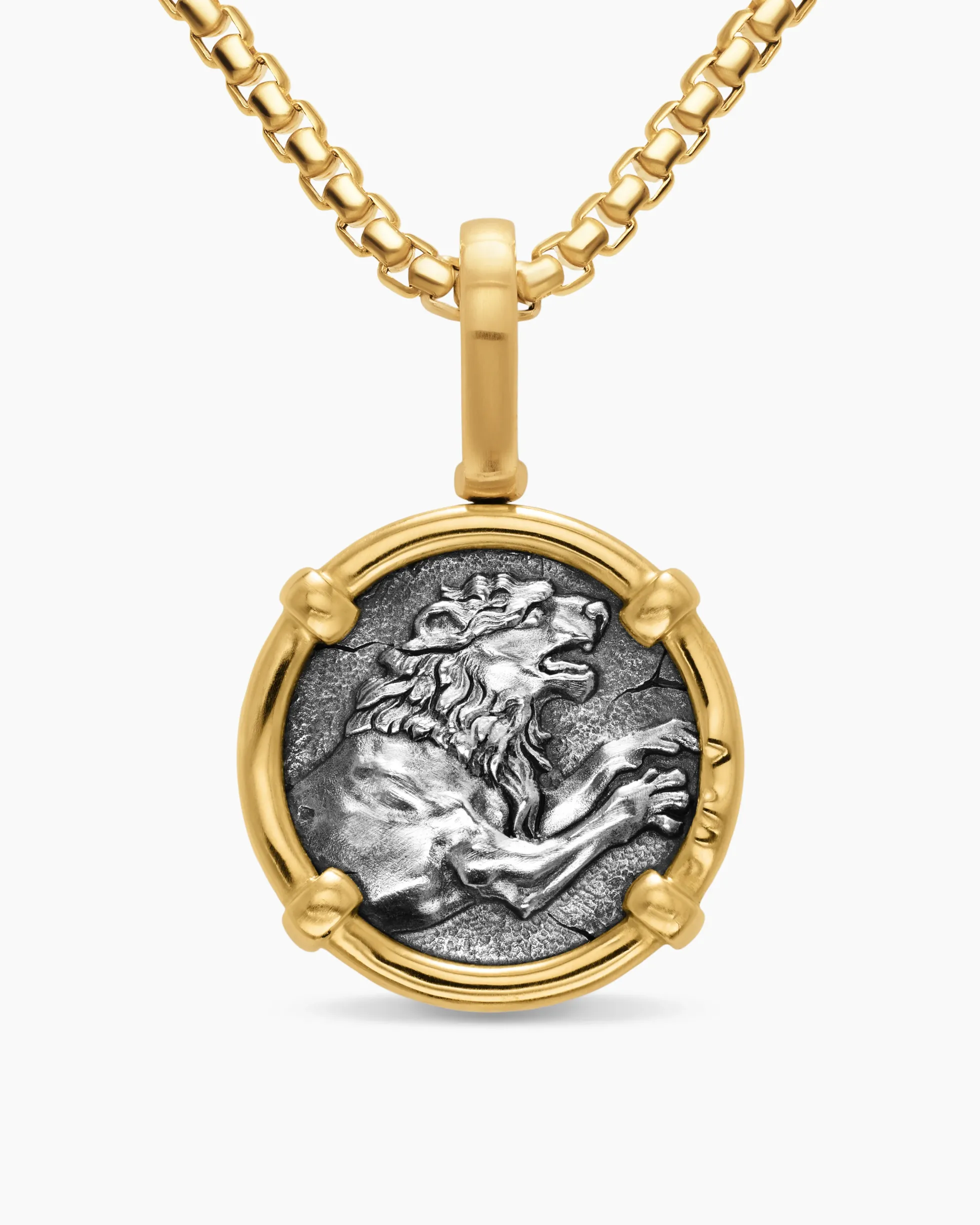 Alexander the Great Amulet Sterling Silver with 18K Yellow Gold, 20.5mm