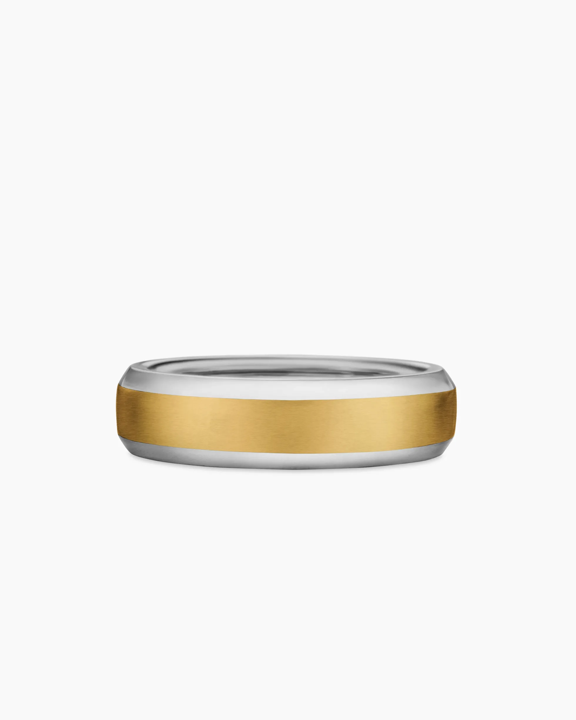 Beveled Band Ring 18K White and Yellow Gold, 6mm