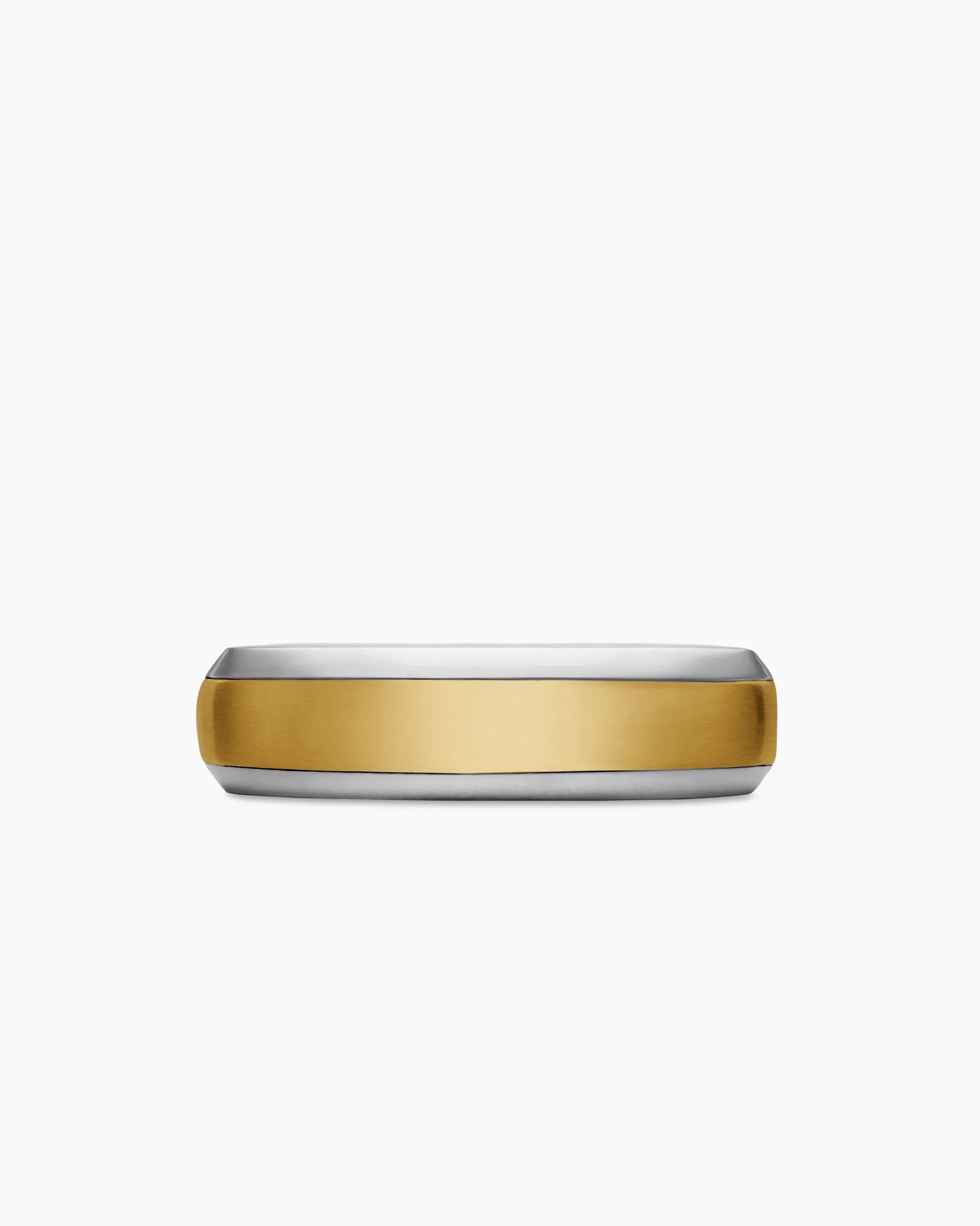 Beveled Band Ring 18K White and Yellow Gold, 6mm