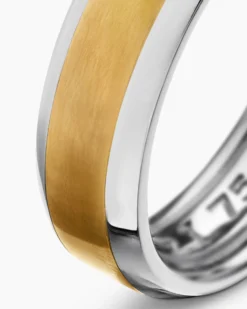 Beveled Band Ring 18K White and Yellow Gold, 6mm