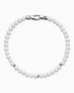 Bijoux Spiritual Beads Bracelet Pearls and Sterling Silver, 4mm