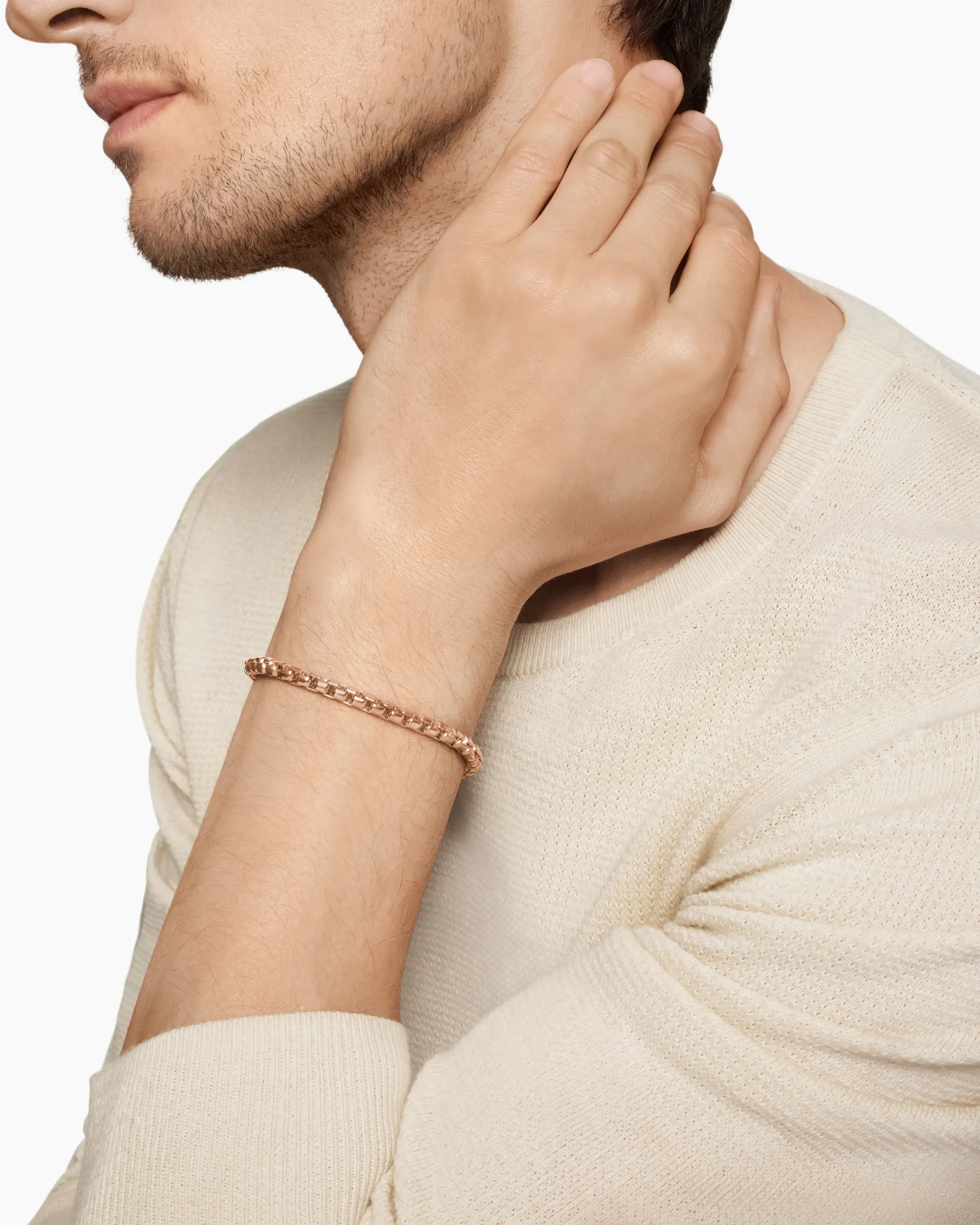 Box Chain Bracelet 18K Rose Gold, 5mm
