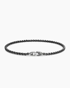 Box Chain Bracelet Stainless Steel and Sterling Silver, 2.7mm