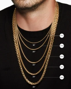 Box Chain Necklace 18K Yellow Gold with Pavé Diamonds, 7.5mm