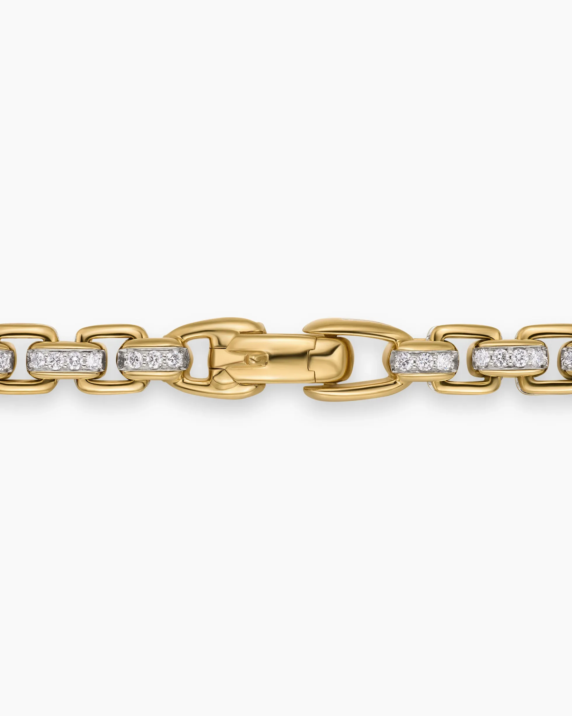 Box Chain Necklace 18K Yellow Gold with Pavé Diamonds, 7.5mm