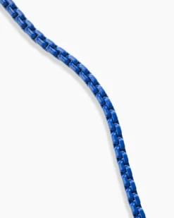 Box Chain Necklace Sterling Silver with Blue Stainless Steel, 2.7mm