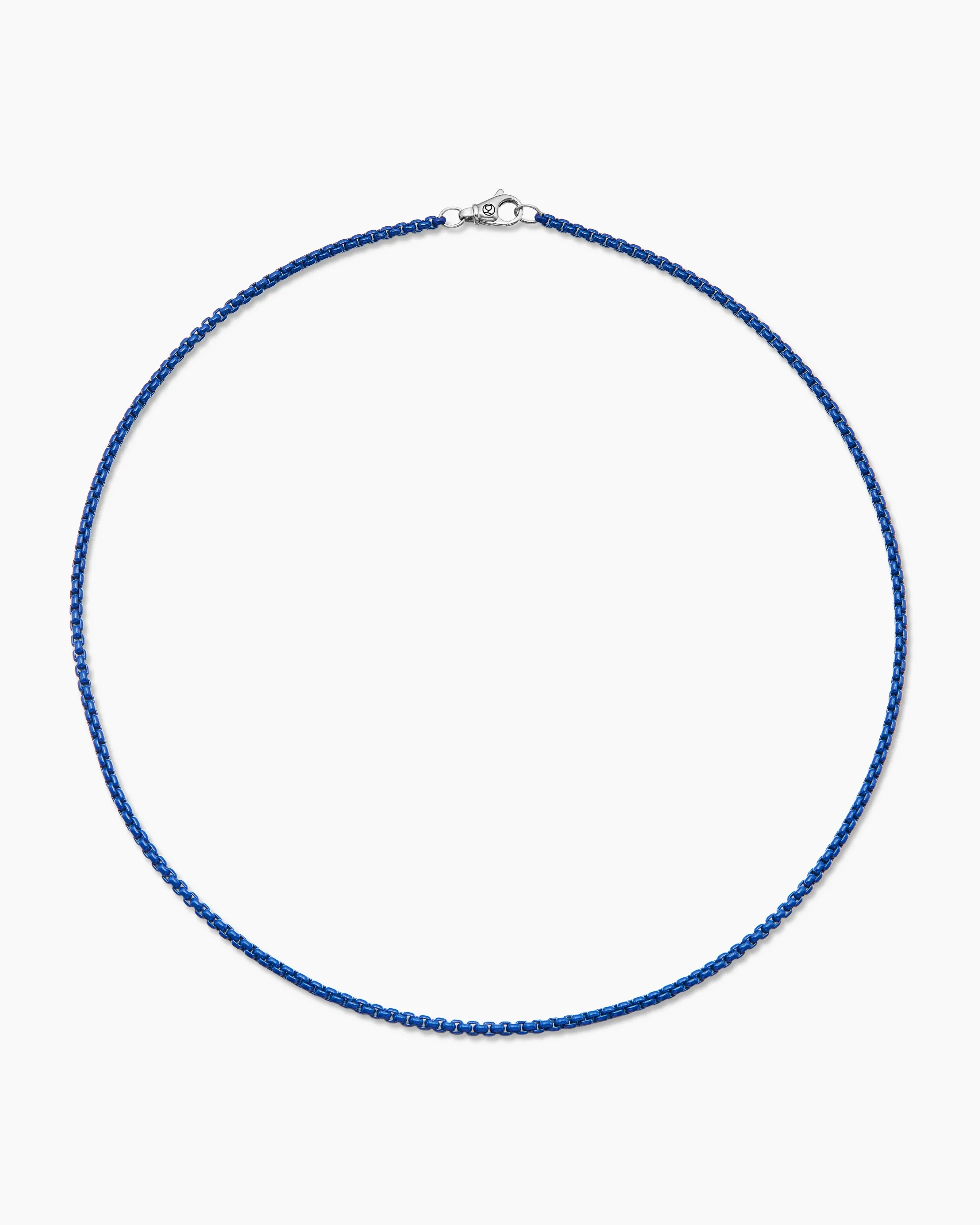 Box Chain Necklace Sterling Silver with Blue Stainless Steel, 2.7mm