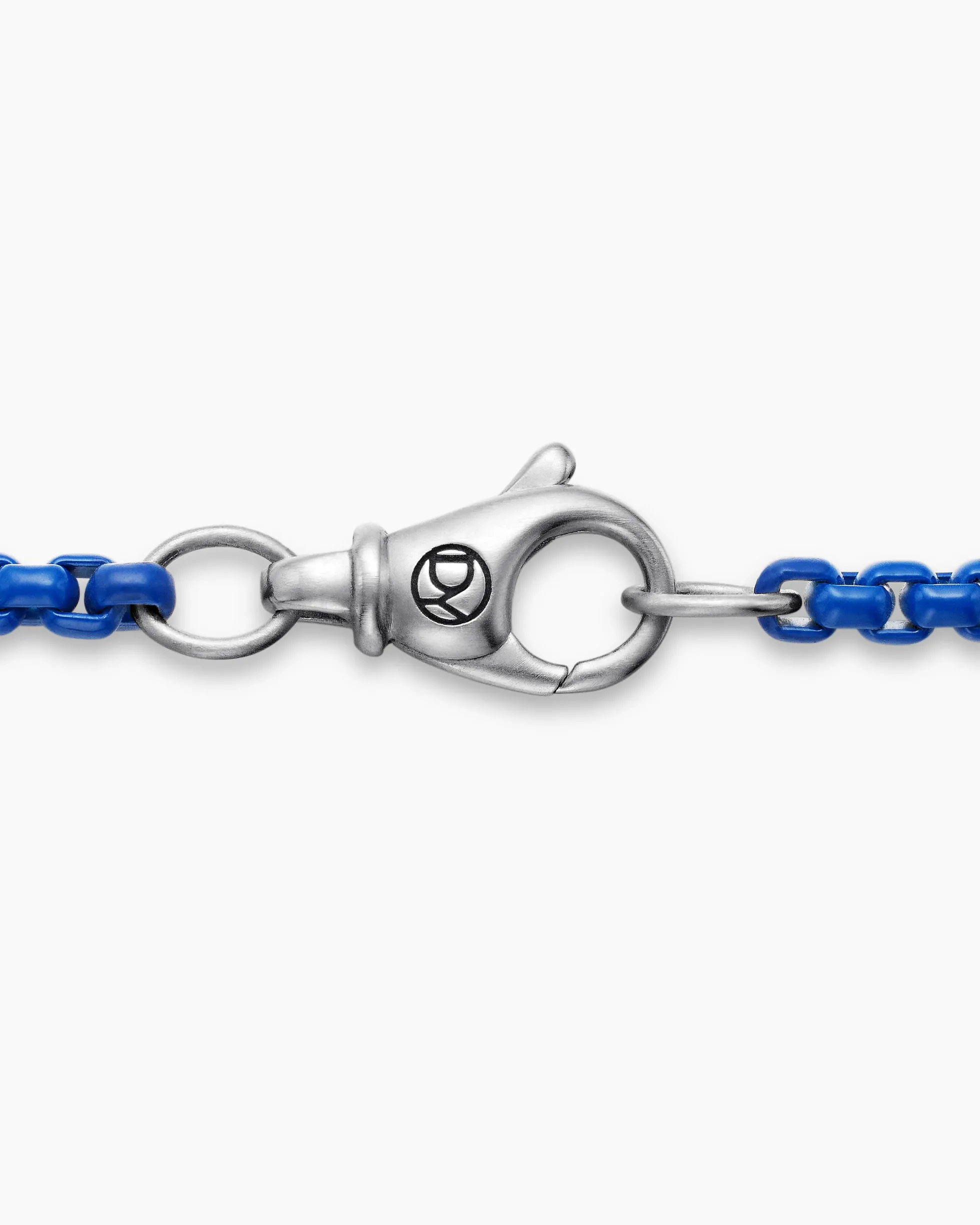 Box Chain Necklace Sterling Silver with Blue Stainless Steel, 2.7mm