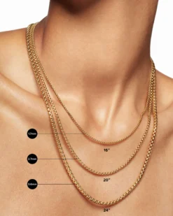 Box Chain Slider Necklace 18K Yellow Gold, 1.7mm