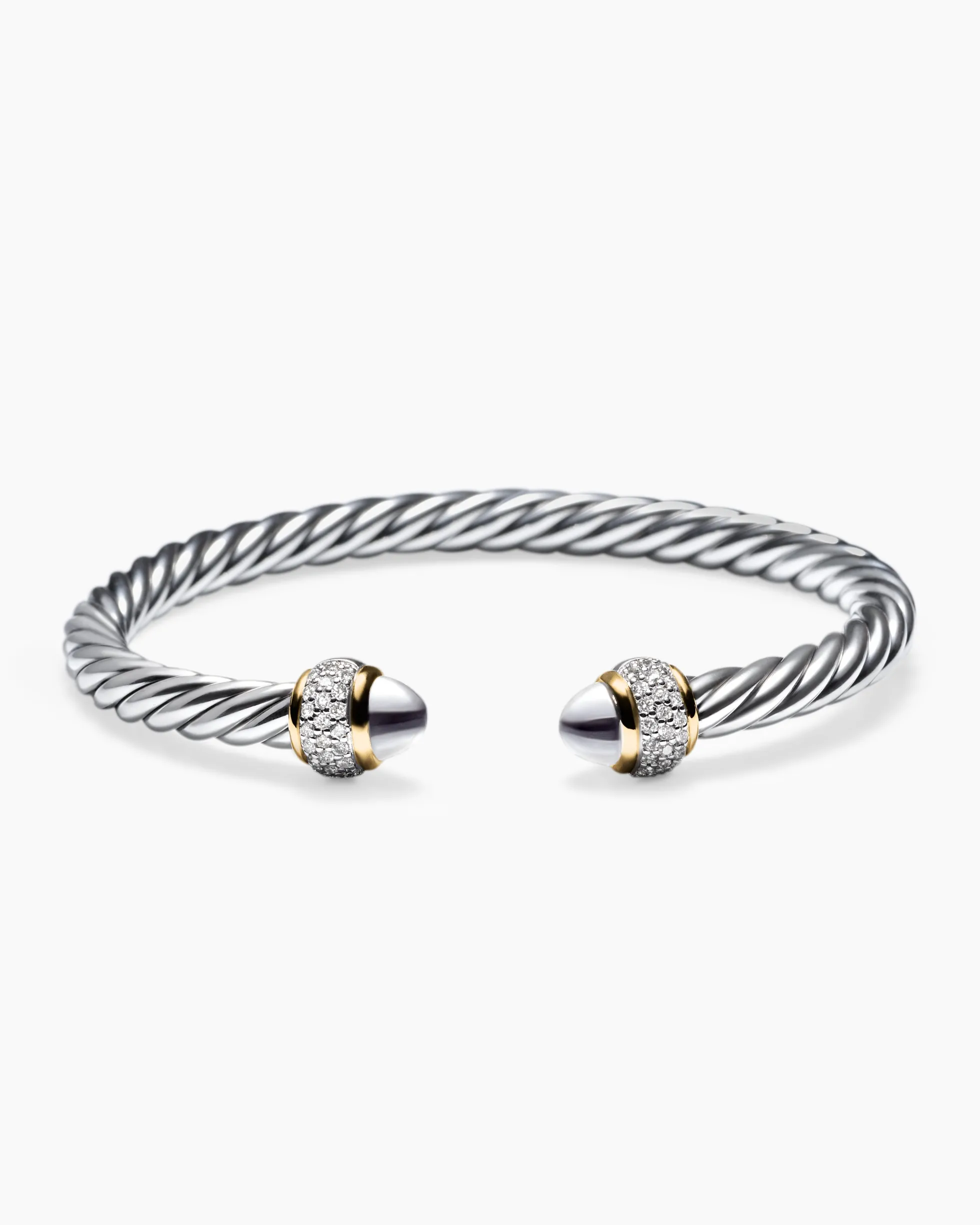Cable Bracelet Sterling Silver with 18K Yellow Gold and Diamonds, 5mm
