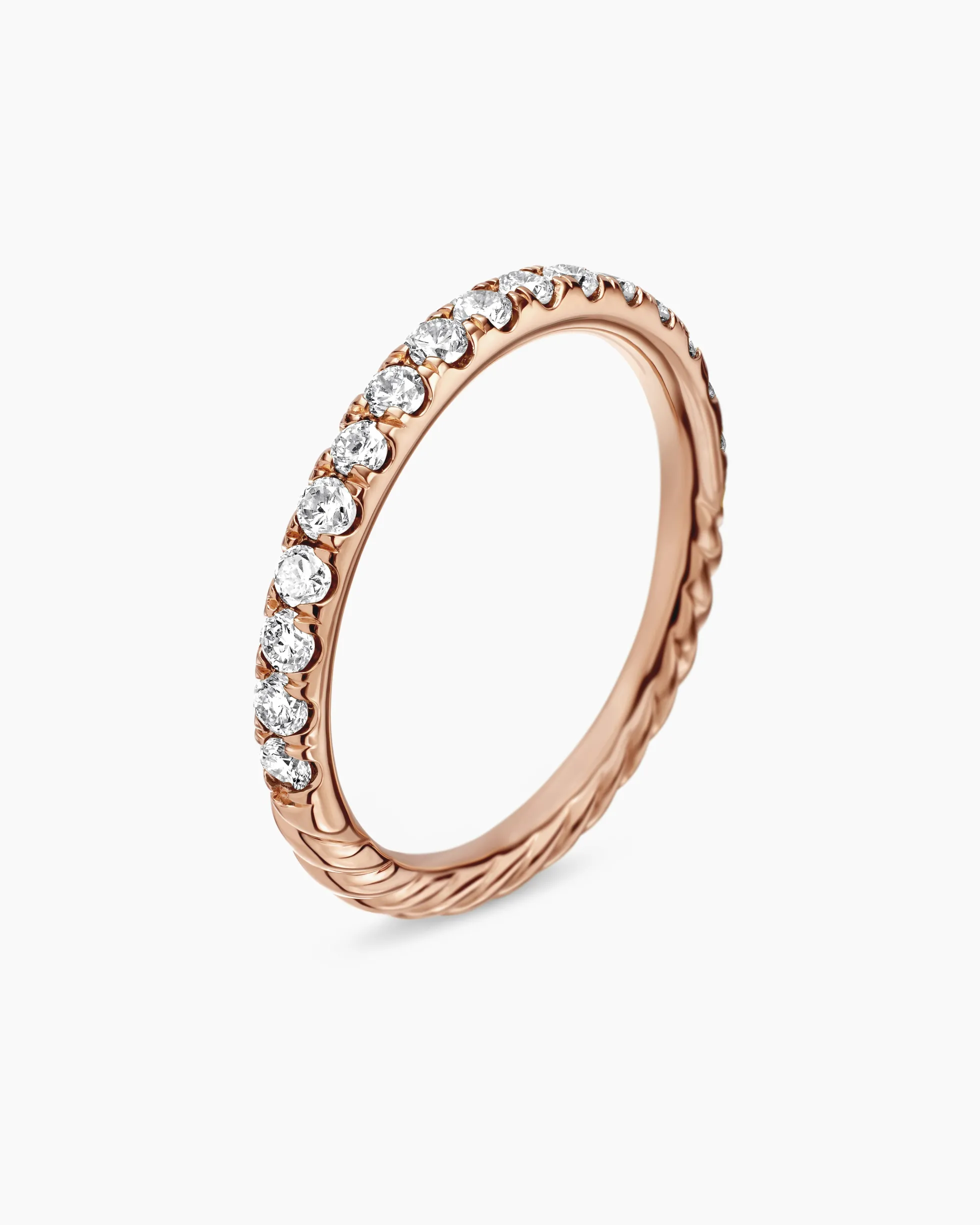 Cable Collectibles® Stack Ring 18K Rose Gold with Diamonds, 2mm