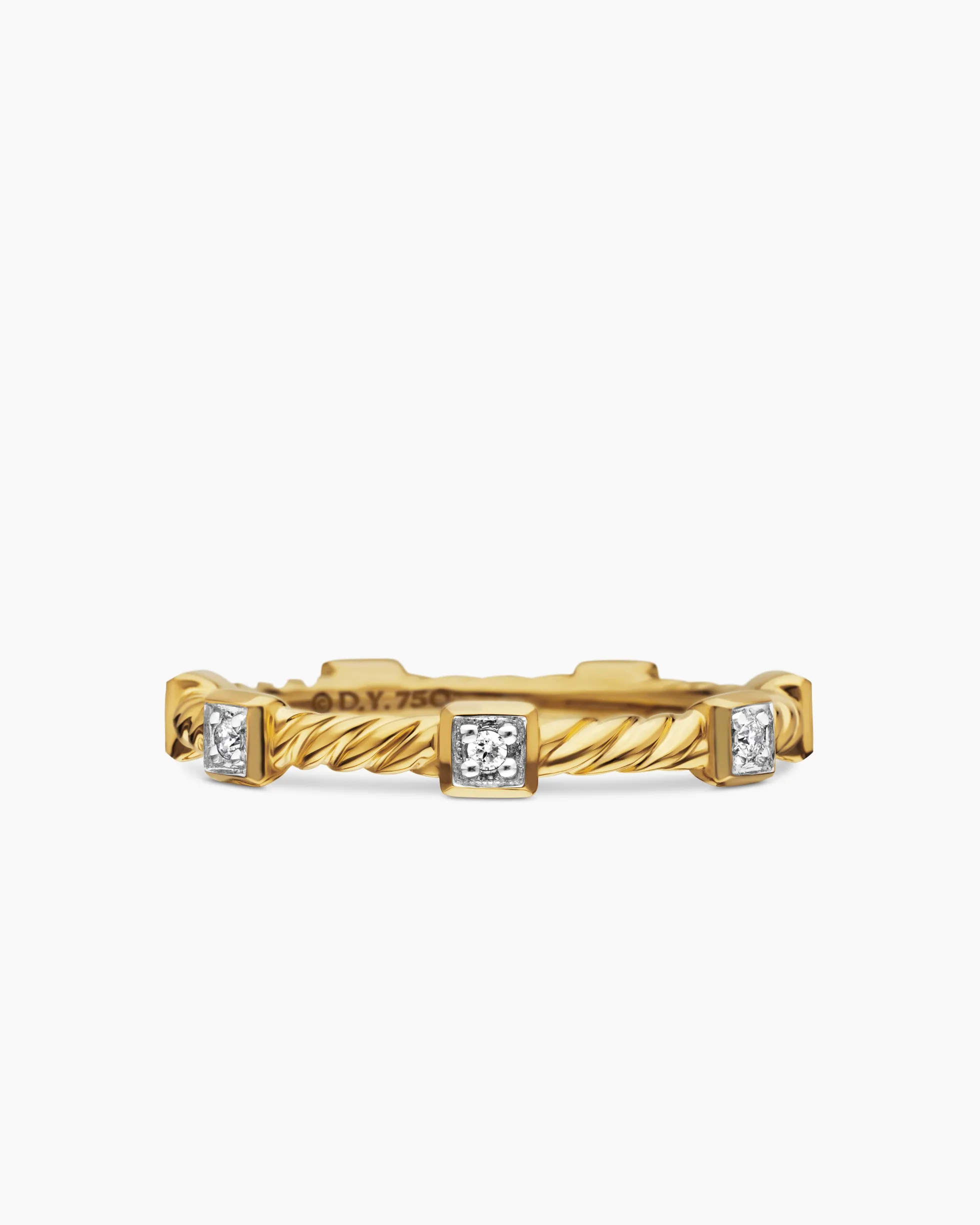 Cable Collectibles® Stations Stack Ring 18K Yellow Gold with Diamonds, 2mm