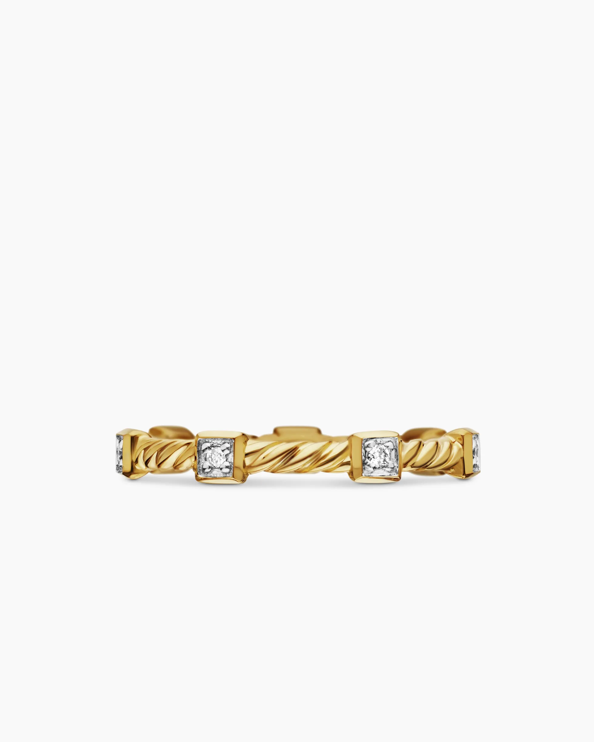 Cable Collectibles® Stations Stack Ring 18K Yellow Gold with Diamonds, 2mm