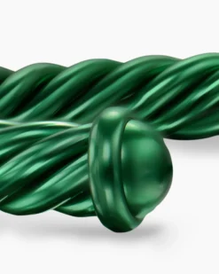 Cable Cuff Bracelet Green Aluminum, 6mm