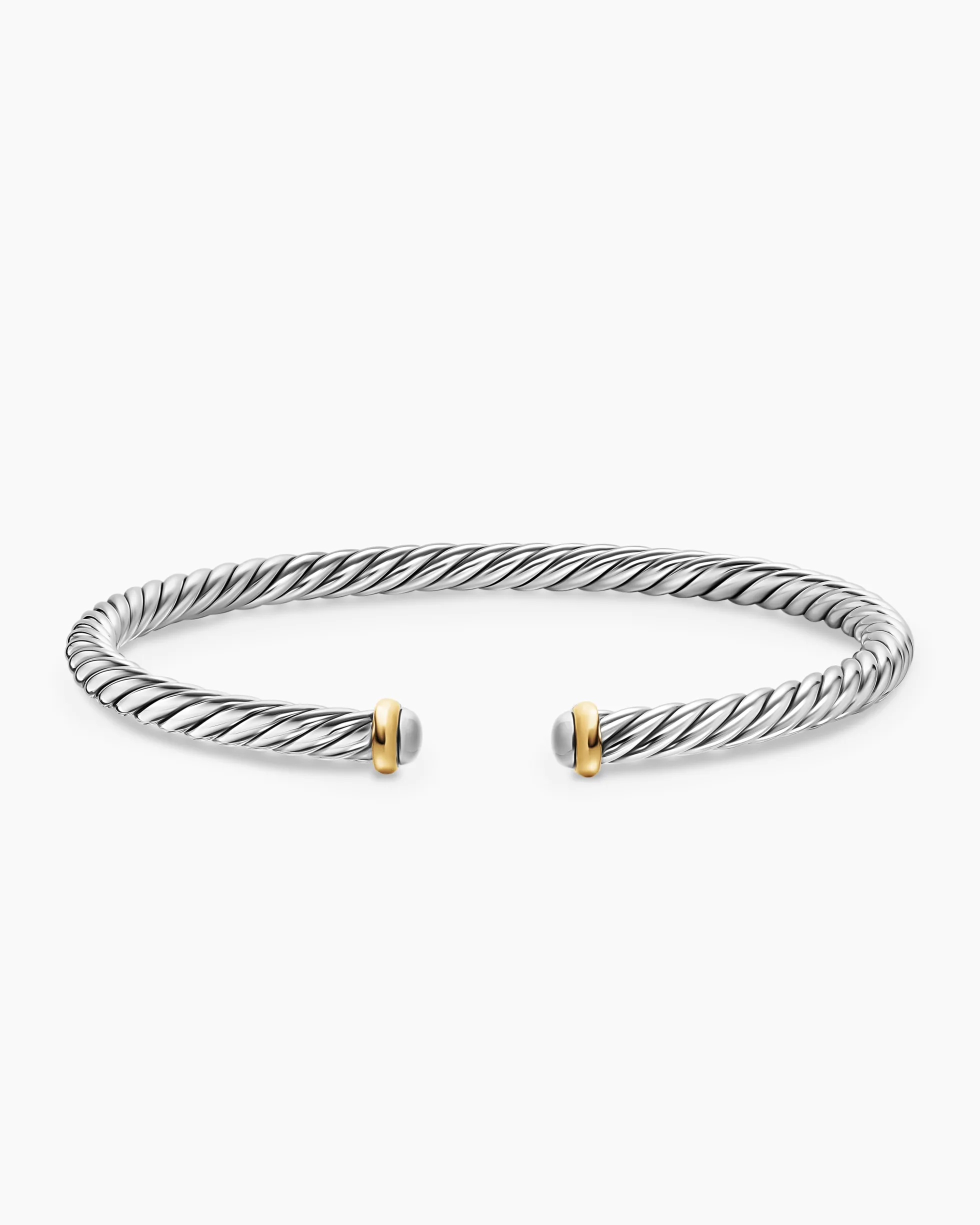 Cable Flex® Bracelet Sterling Silver with 14K Yellow Gold, 4mm