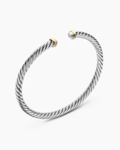 Cable Flex® Bracelet Sterling Silver with 14K Yellow Gold, 4mm