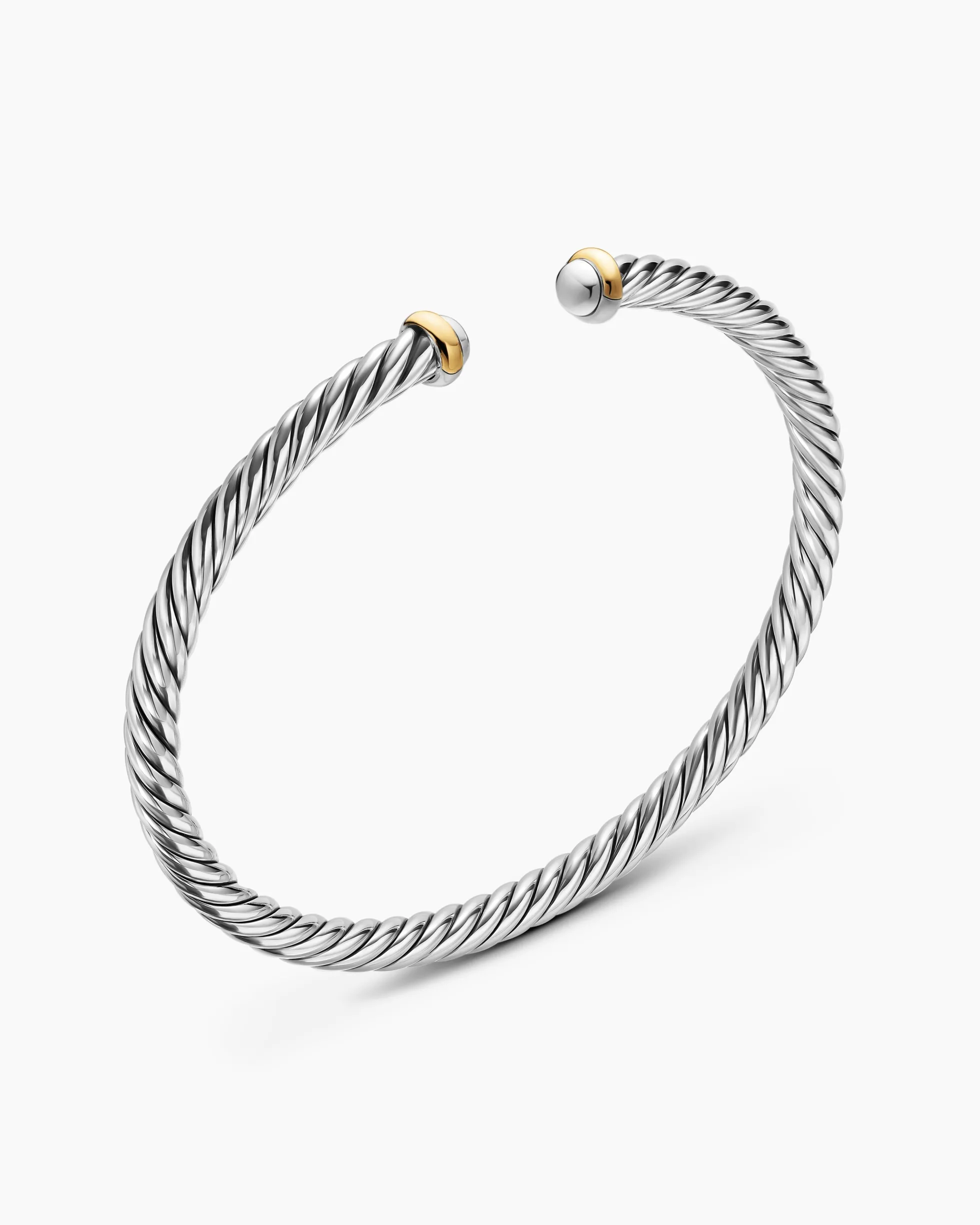 Cable Flex® Bracelet Sterling Silver with 14K Yellow Gold, 4mm