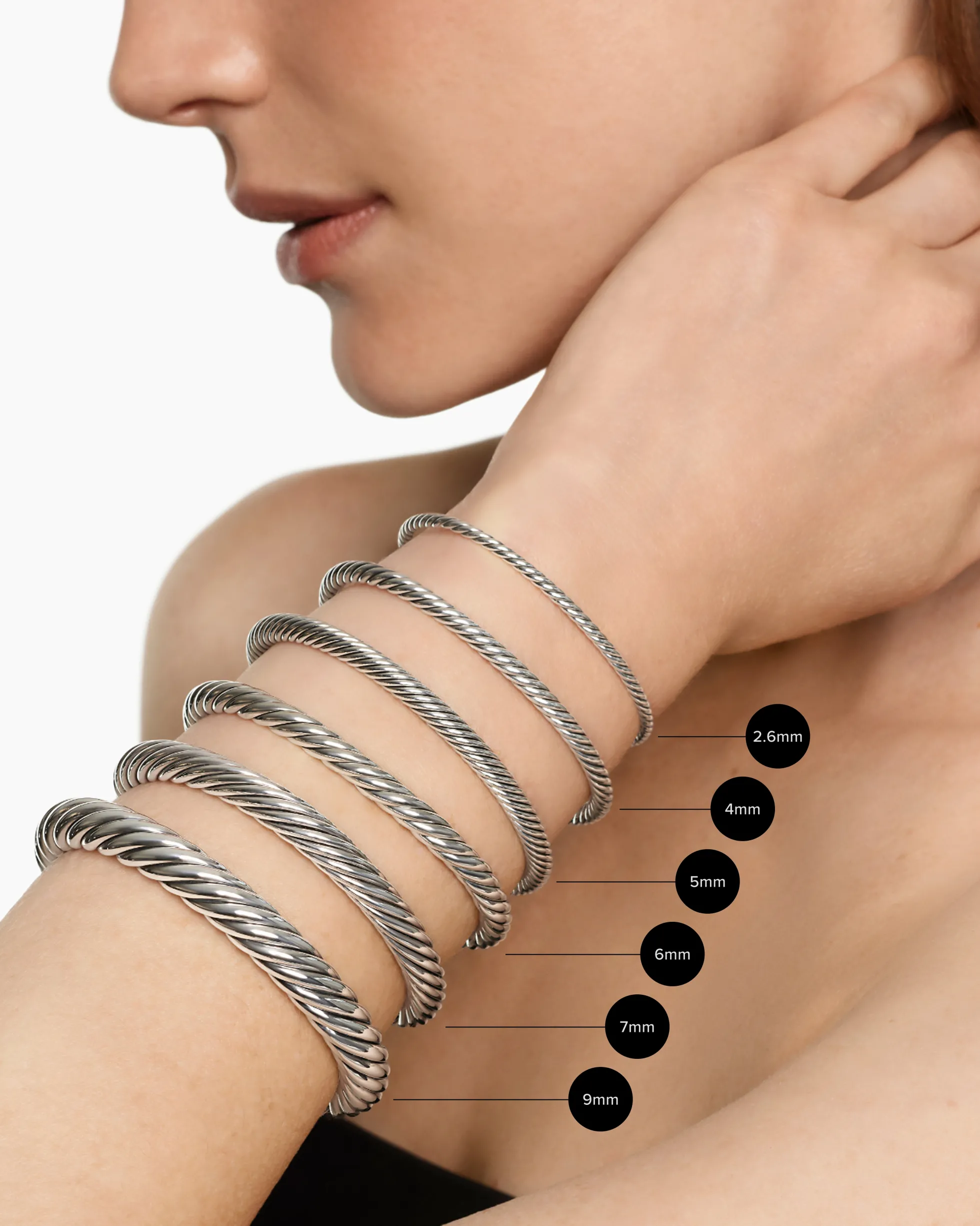 Cable Flex® Bracelet Sterling Silver with 14K Yellow Gold, 4mm