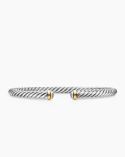 Cable Flex® Bracelet Sterling Silver with 14K Yellow Gold, 4mm