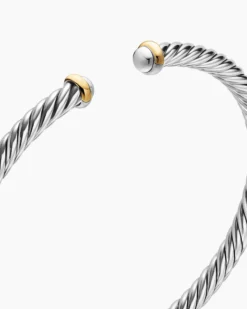 Cable Flex® Bracelet Sterling Silver with 14K Yellow Gold, 4mm
