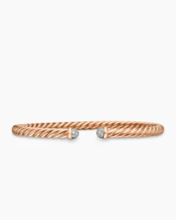Cablespira® Flex Bracelet 18K Rose Gold with Diamonds, 4mm