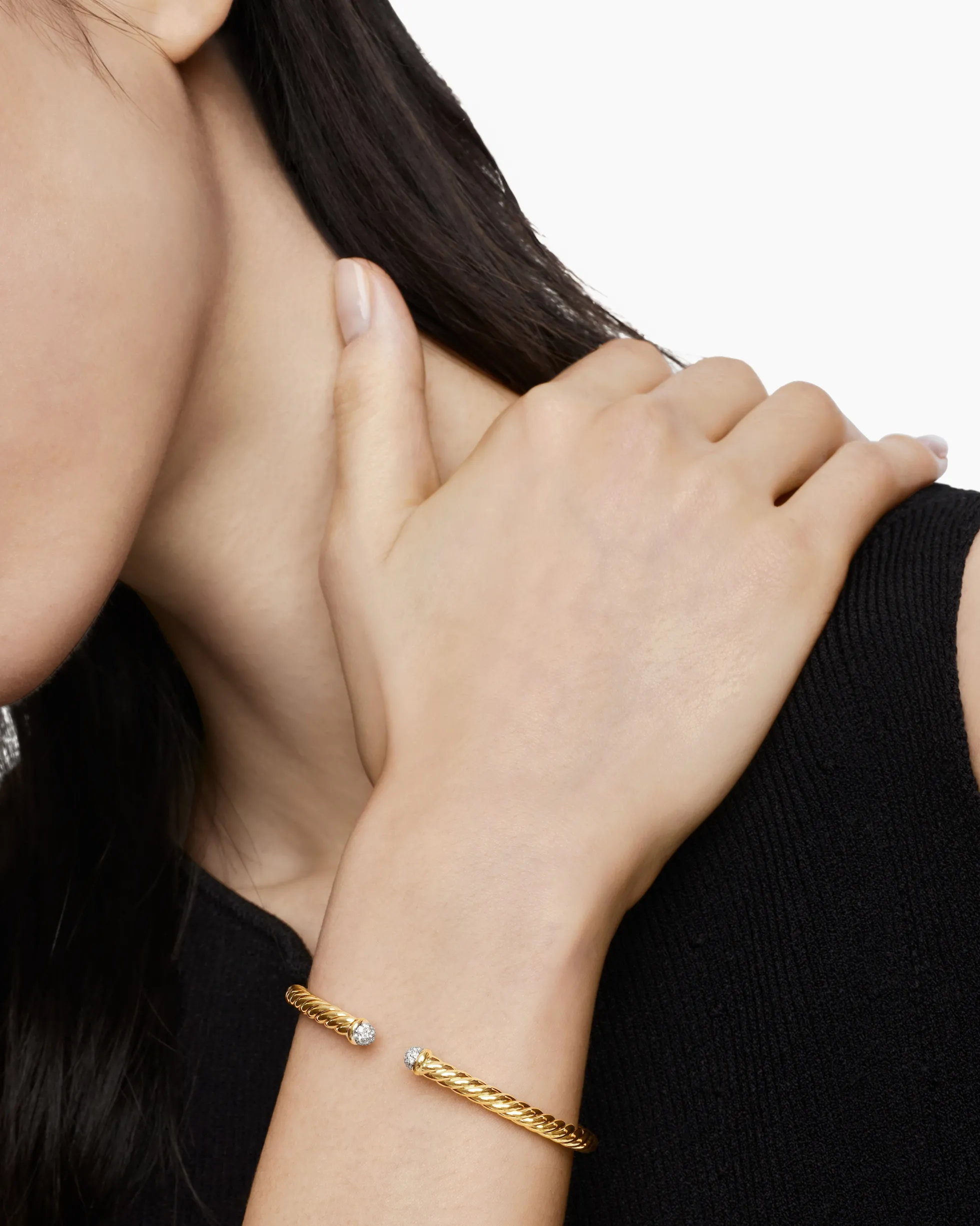 Cablespira® Flex Bracelet 18K Yellow Gold with Diamonds, 4mm