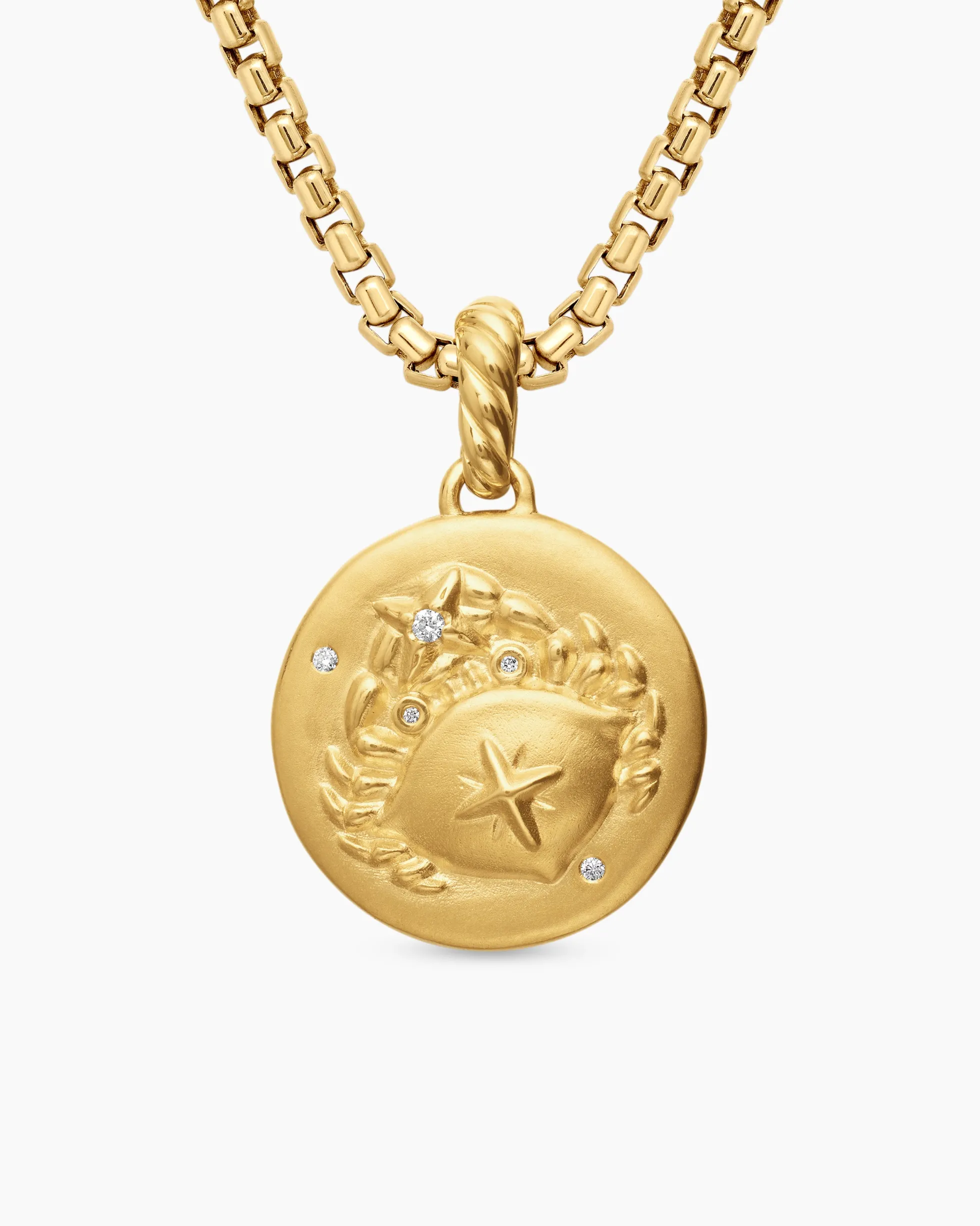 Cancer Amulet 18K Yellow Gold with Diamonds, 19mm