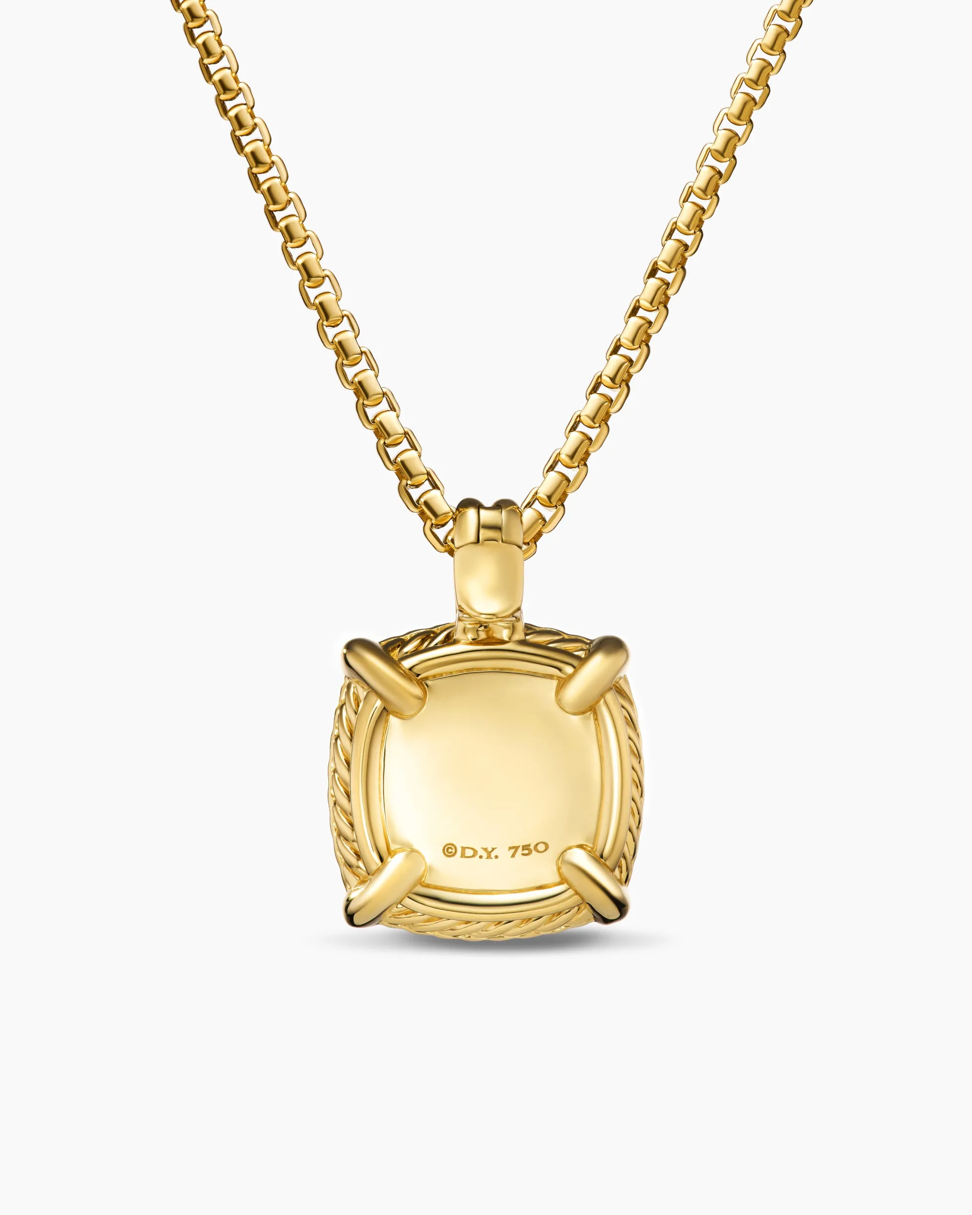 Chatelaine® Pavé Bezel Pendant Necklace 18K Yellow Gold with Champagne Citrine and Diamonds, 14mm