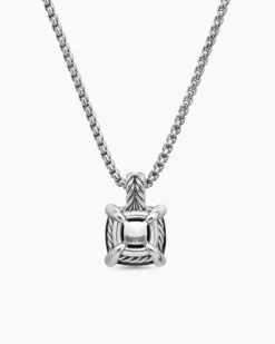 Chatelaine® Pendant Necklace Sterling Silver with Black Onyx and Diamonds, 11mm