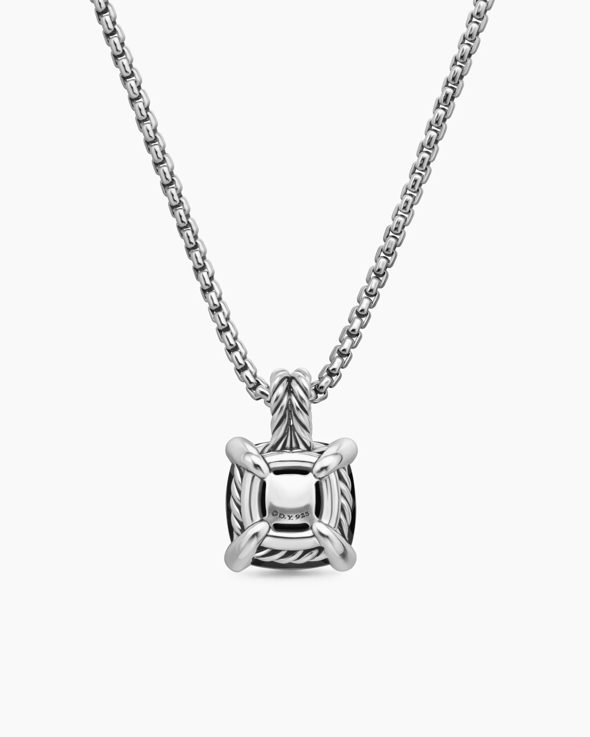 Chatelaine® Pendant Necklace Sterling Silver with Black Onyx and Diamonds, 11mm