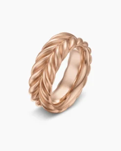 Chevron Band Ring 18K Rose Gold, 9mm