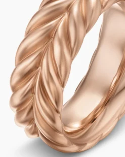 Chevron Band Ring 18K Rose Gold, 9mm