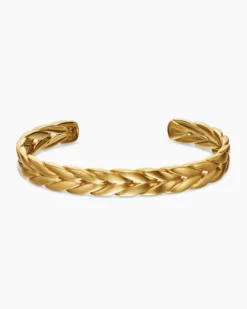 Chevron Cuff Bracelet 18K Yellow Gold, 9mm