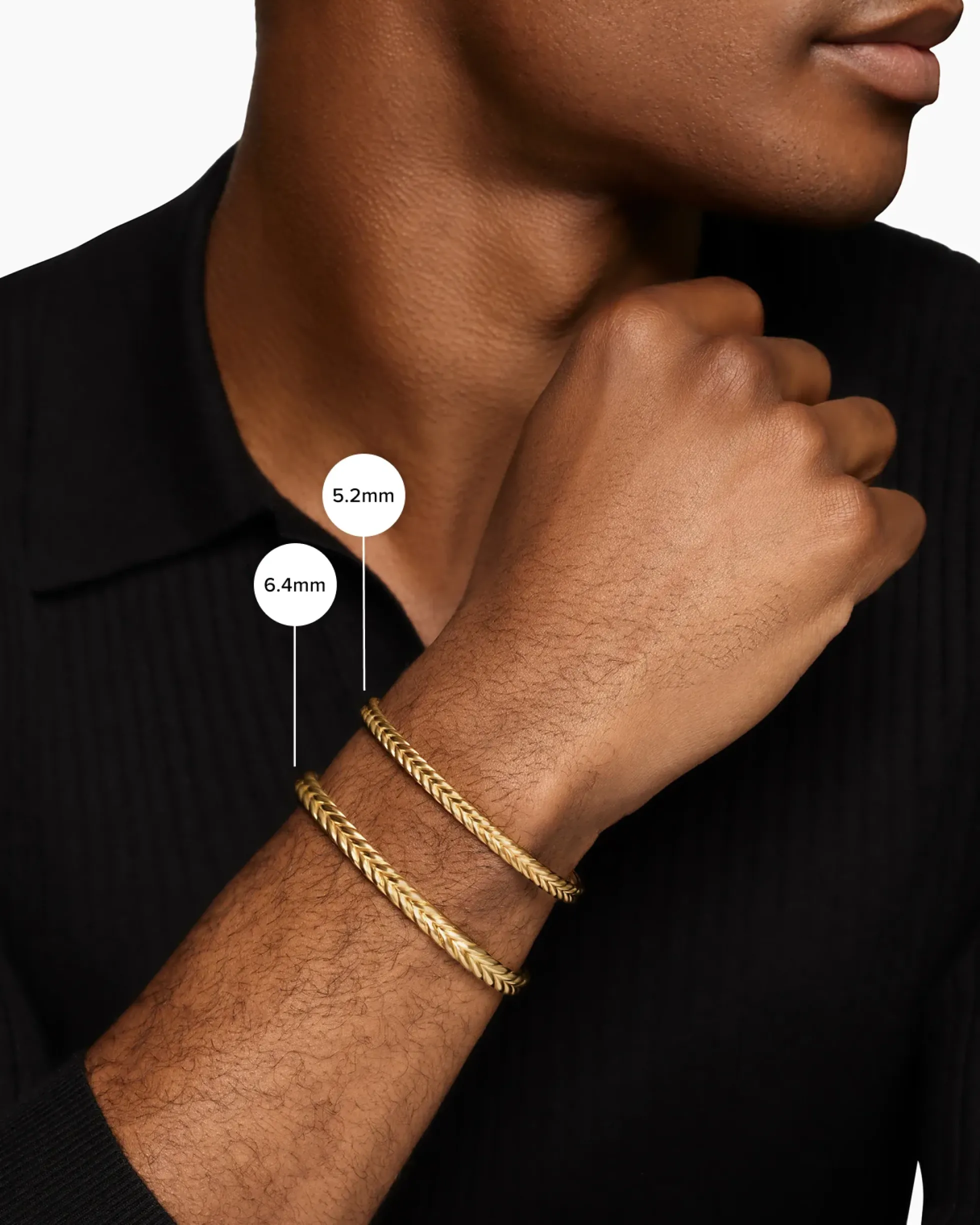 Chevron Flex Bracelet 18K Yellow Gold, 5.2mm