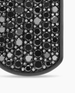 Chevron Tag Black Titanium with Sterling Silver with Black Diamonds, 21mm