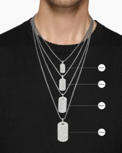 Chevron Tag Black Titanium with Sterling Silver with Black Diamonds, 21mm