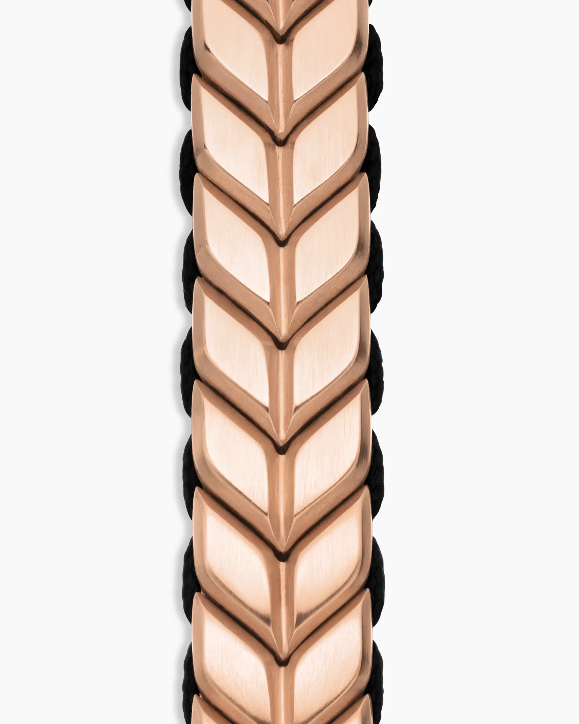 Chevron Woven Bracelet 18K Rose Gold and Black Nylon, 9mm