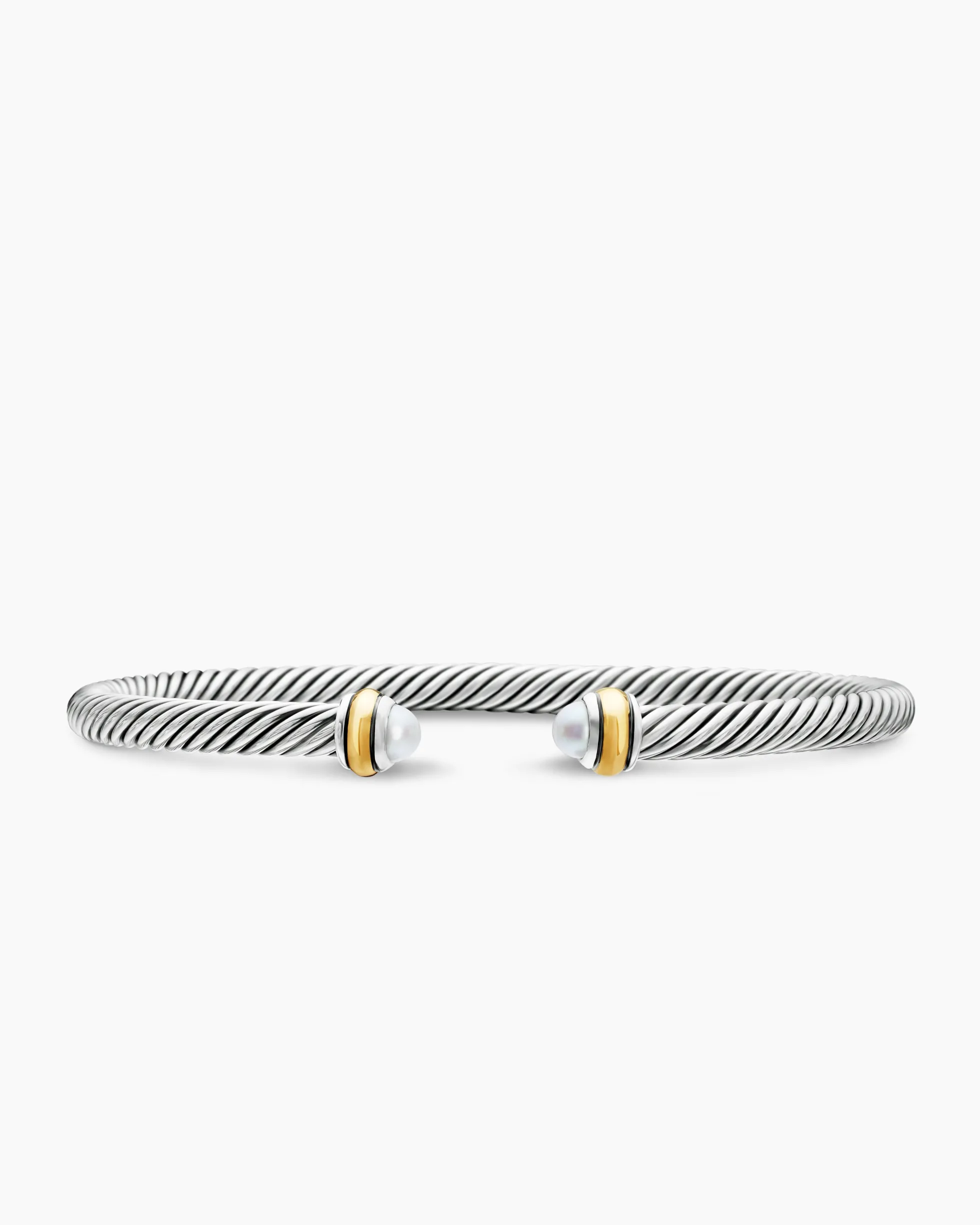 Classic Cable Bracelet Sterling Silver with 18K Yellow Gold and Pearls, 4mm