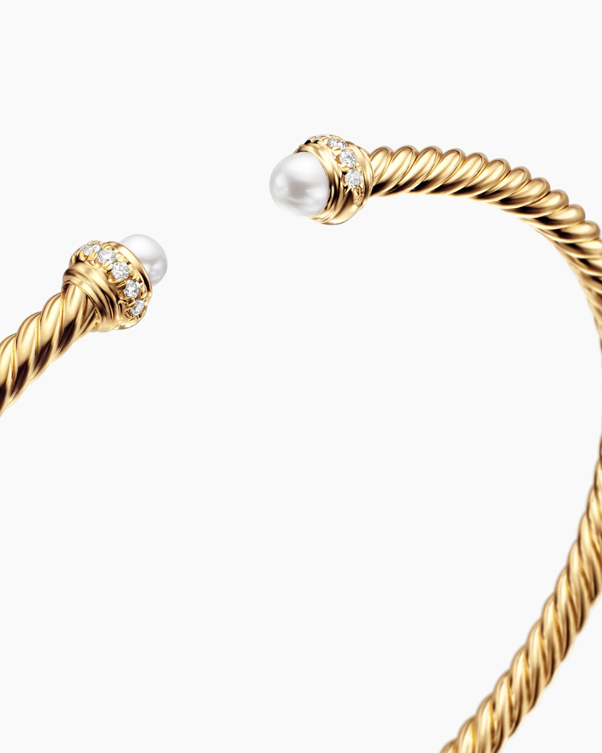 Classic Cablespira® Bracelet 18K Yellow Gold with Pearls and Diamonds, 3mm
