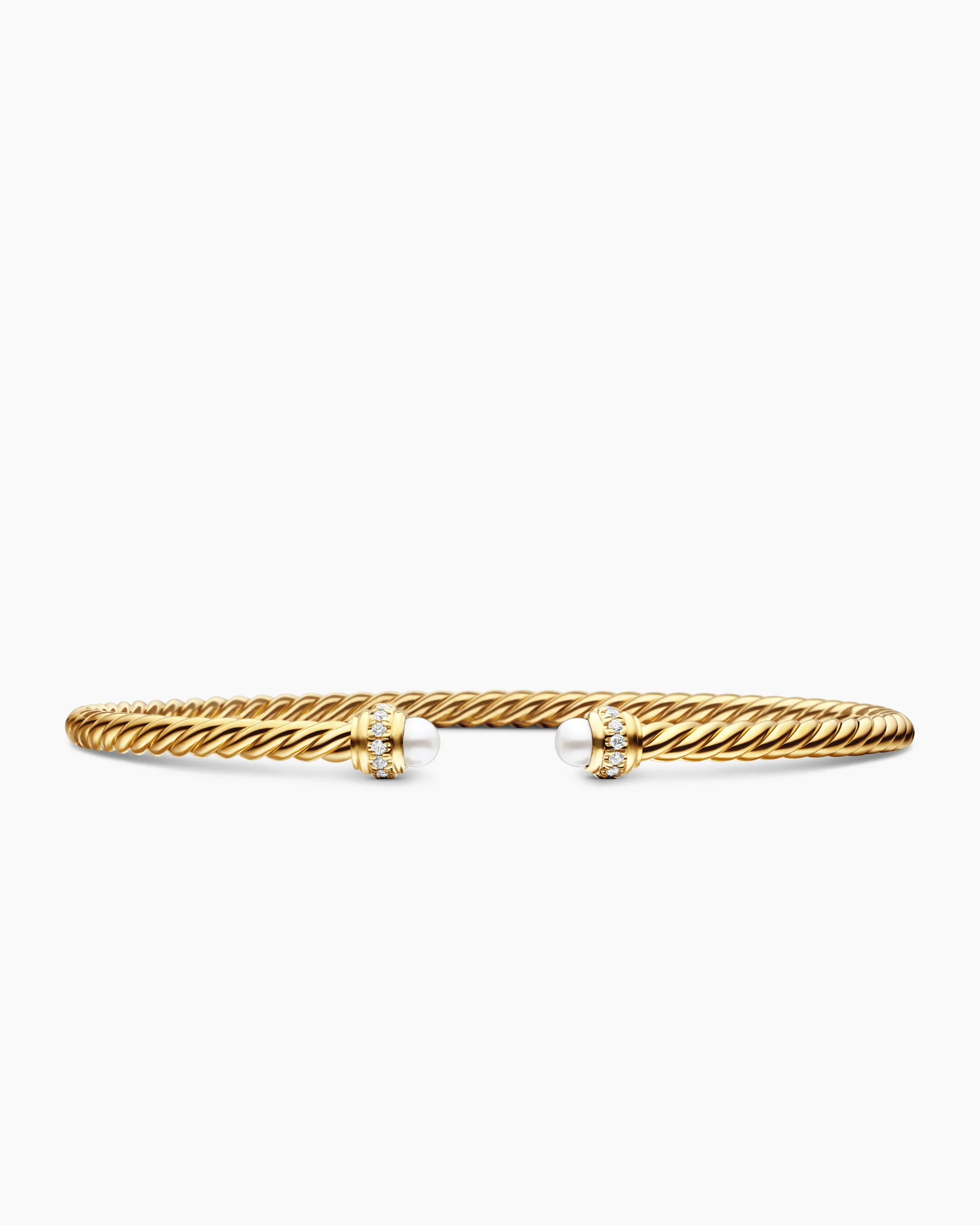 Classic Cablespira® Bracelet 18K Yellow Gold with Pearls and Diamonds, 3mm