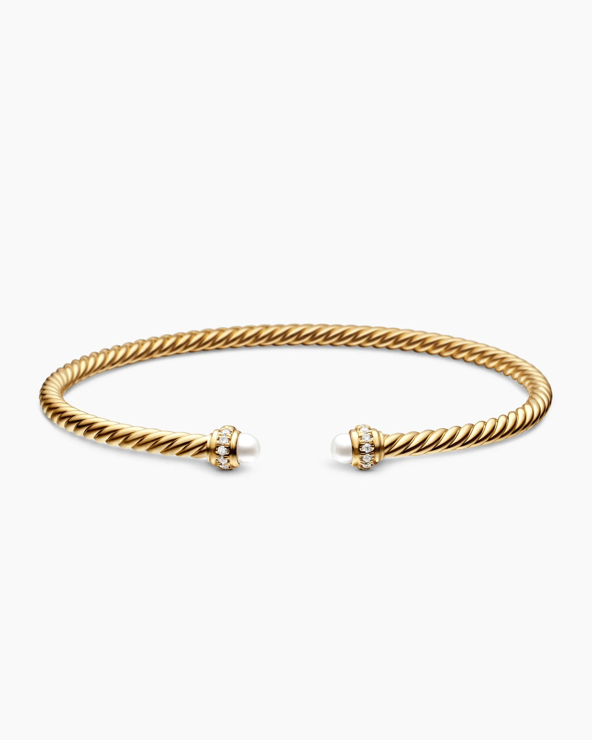 Classic Cablespira® Bracelet 18K Yellow Gold with Pearls and Diamonds, 3mm