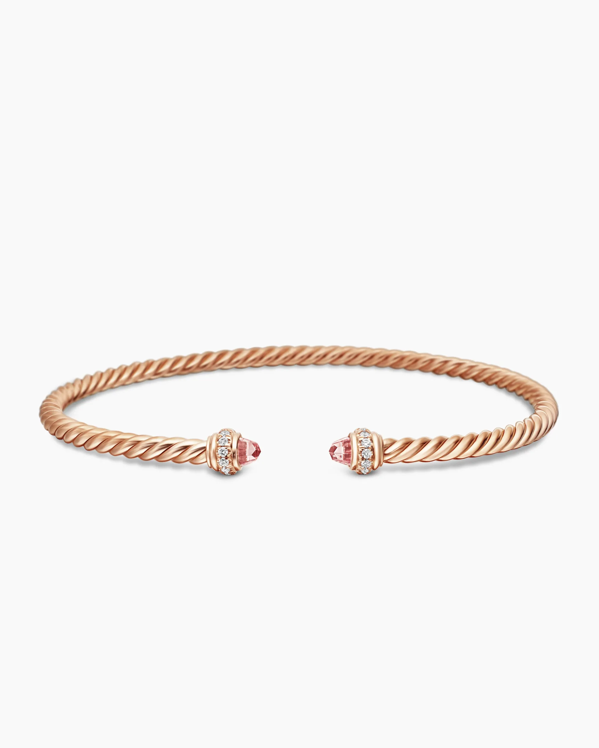 Classic Cablespira® Bracelet 18K Rose Gold with Morganite and Diamonds, 3mm