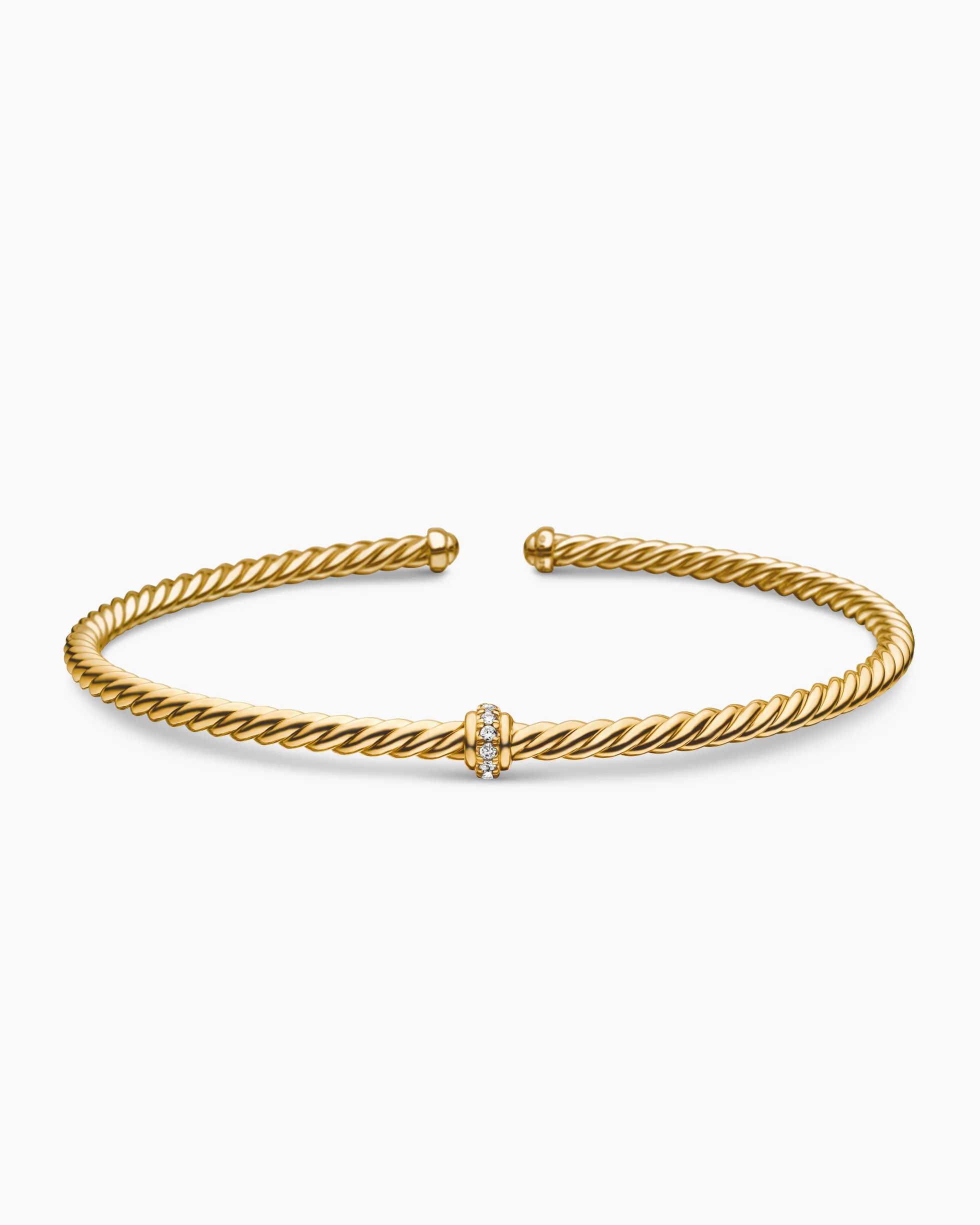 Classic Cablespira® Station Bracelet 18K Yellow Gold with Diamonds, 3mm