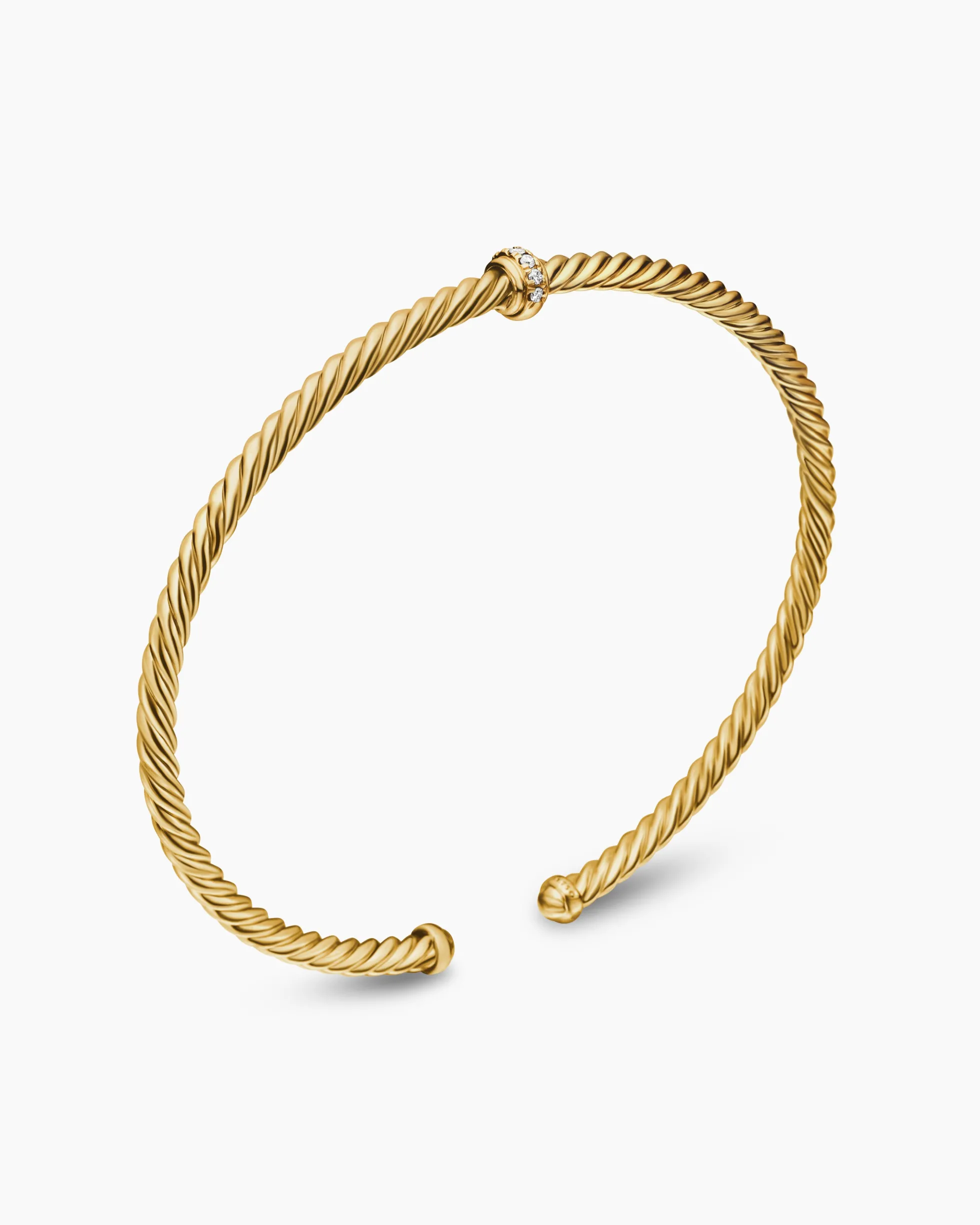 Classic Cablespira® Station Bracelet 18K Yellow Gold with Diamonds, 3mm