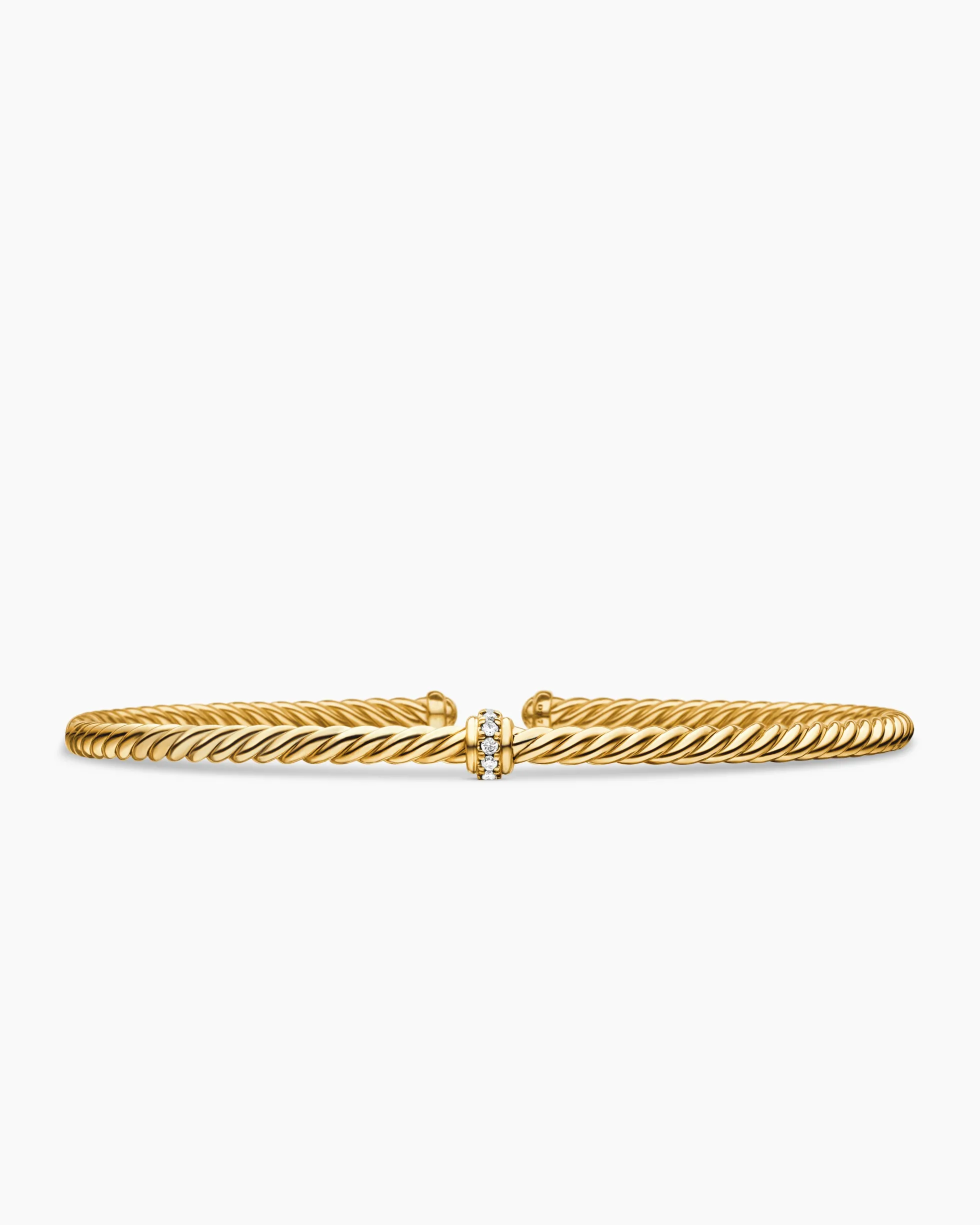 Classic Cablespira® Station Bracelet 18K Yellow Gold with Diamonds, 3mm