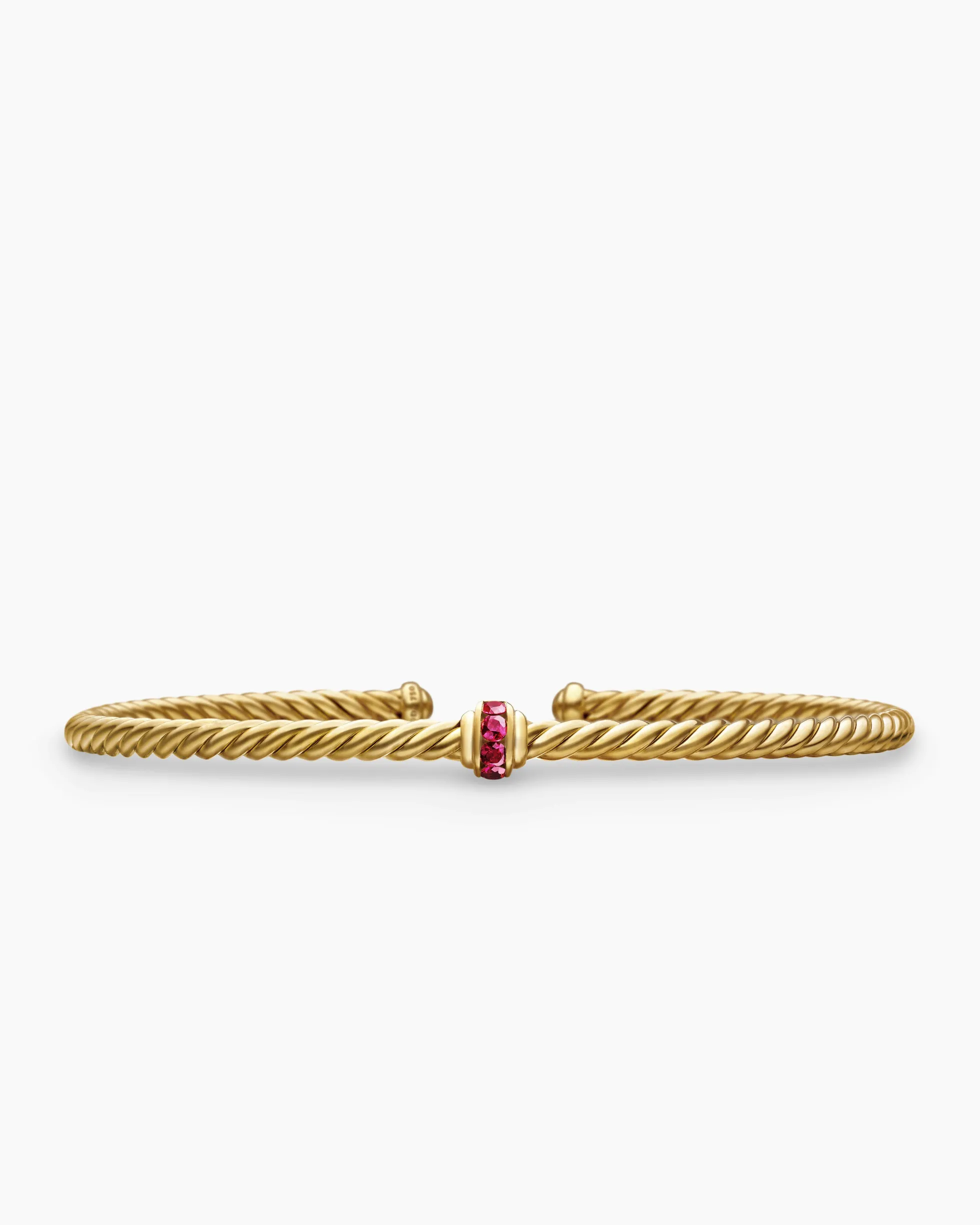 Classic Cablespira® Station Bracelet 18K Yellow Gold with Pavé Rubies, 3mm