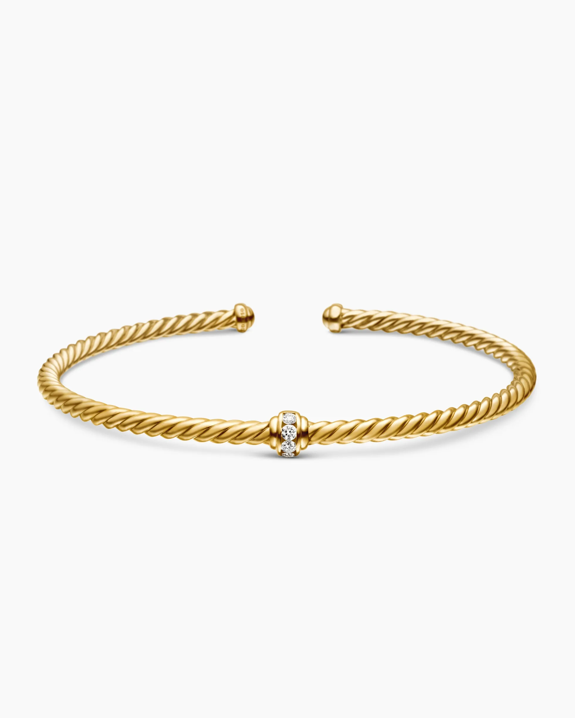 Classic Cablespira® Station Bracelet 18K Yellow Gold with Diamonds, 3mm