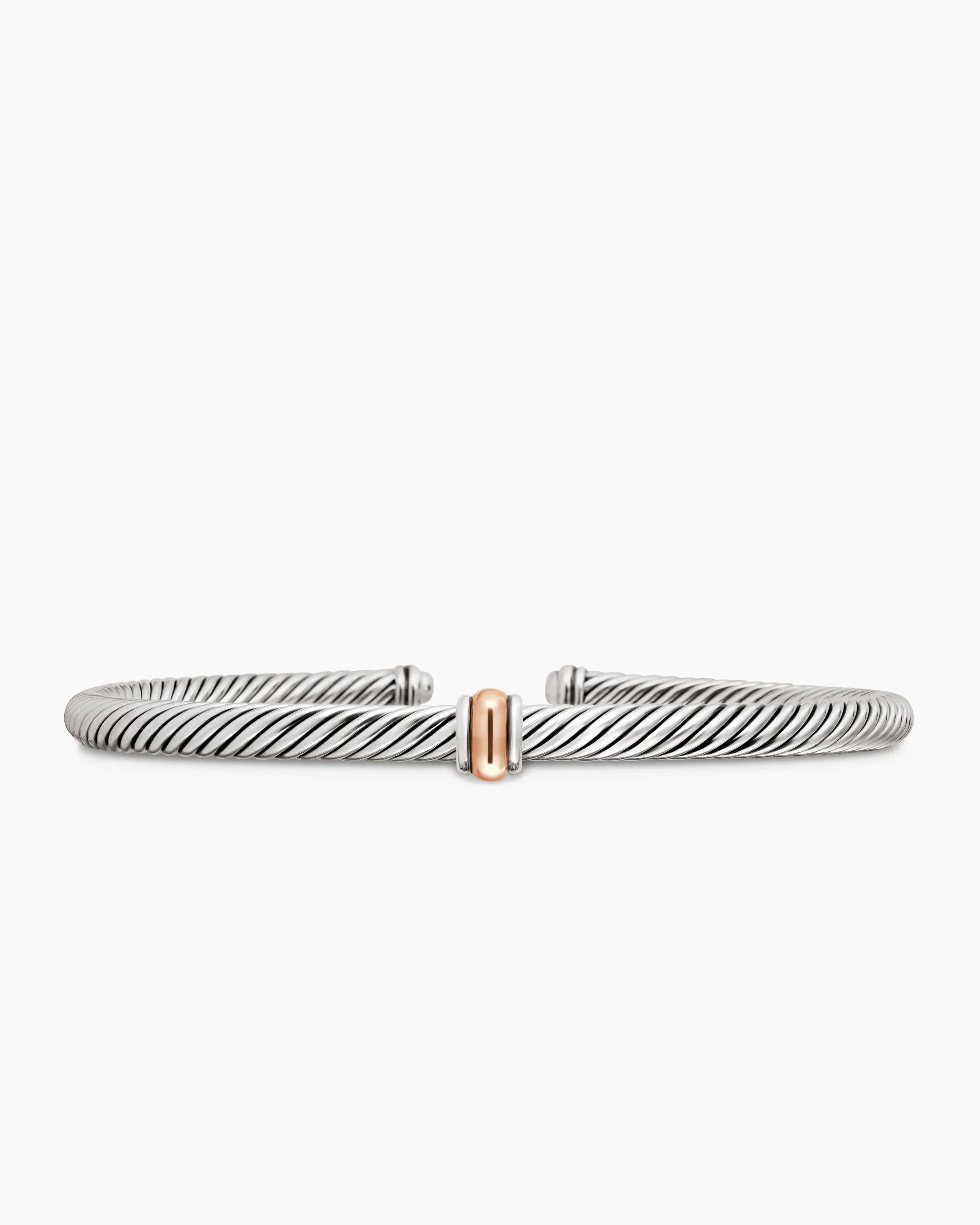 Classic Cable Station Bracelet Sterling Silver with 18K Rose Gold, 4mm