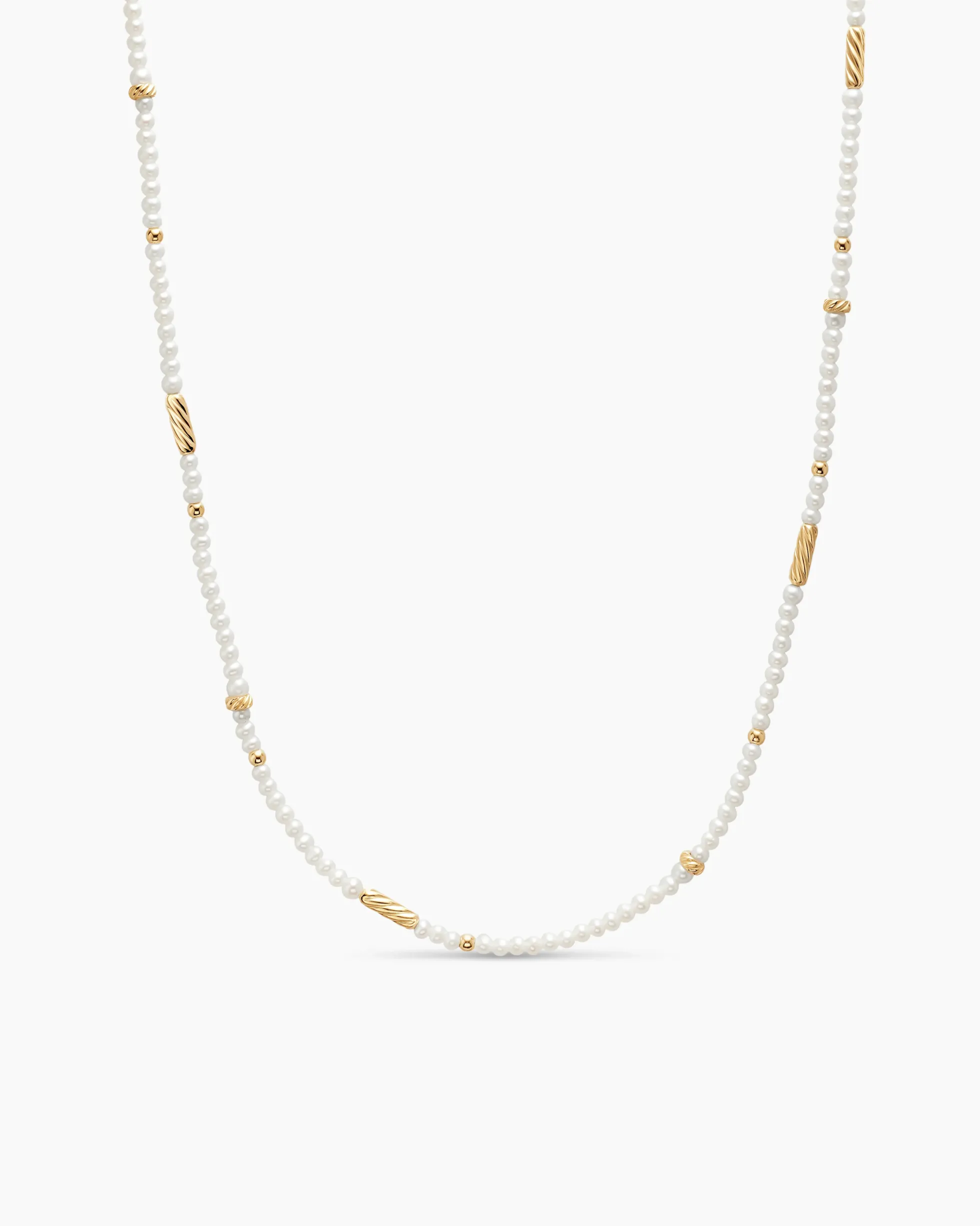 Color Bead Necklace 18K Yellow Gold with Pearls, 4mm