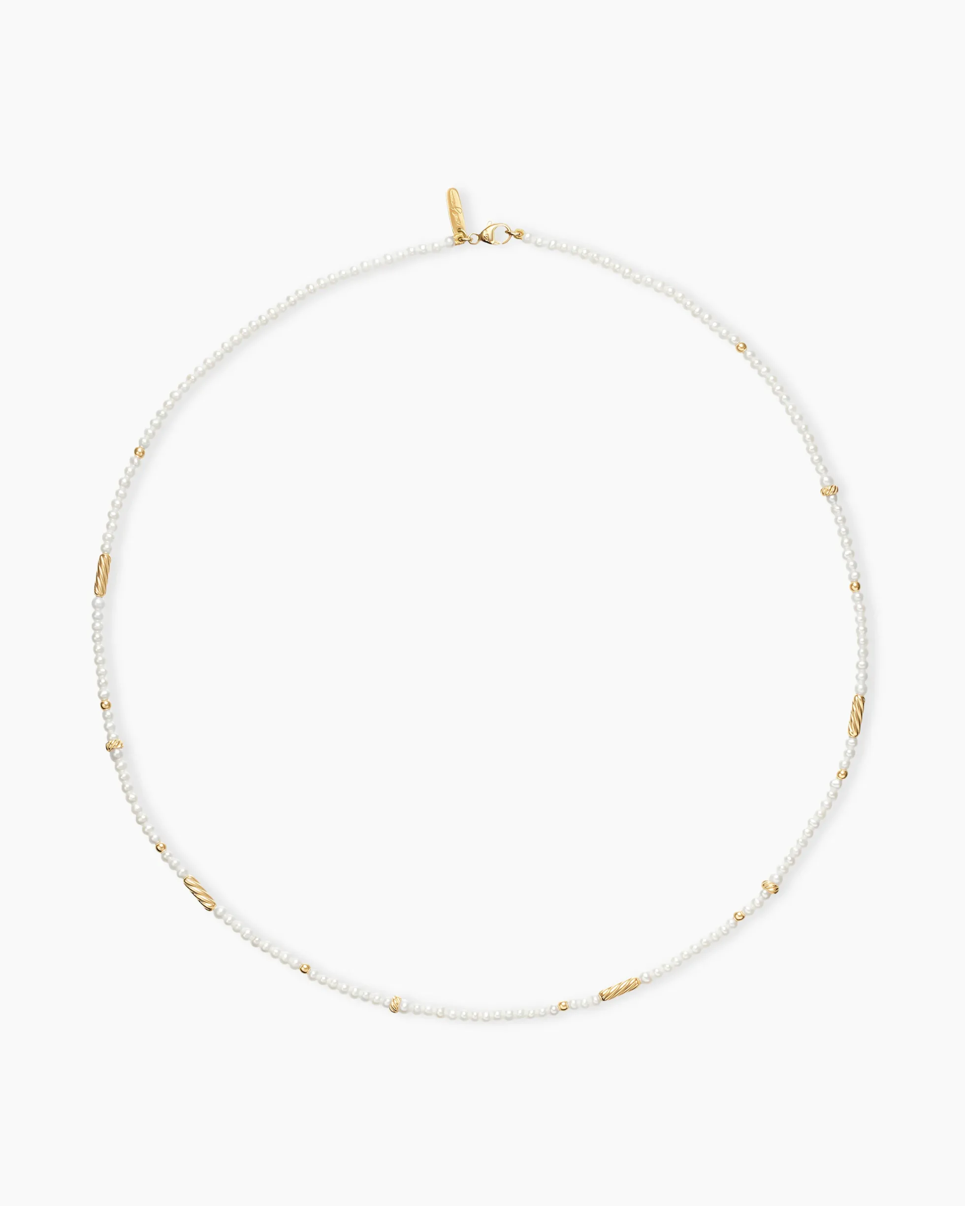 Color Bead Necklace 18K Yellow Gold with Pearls, 4mm
